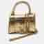 Balenciaga Hourglass Mini Gold Croc Embossed Leather Top Handle Bag
