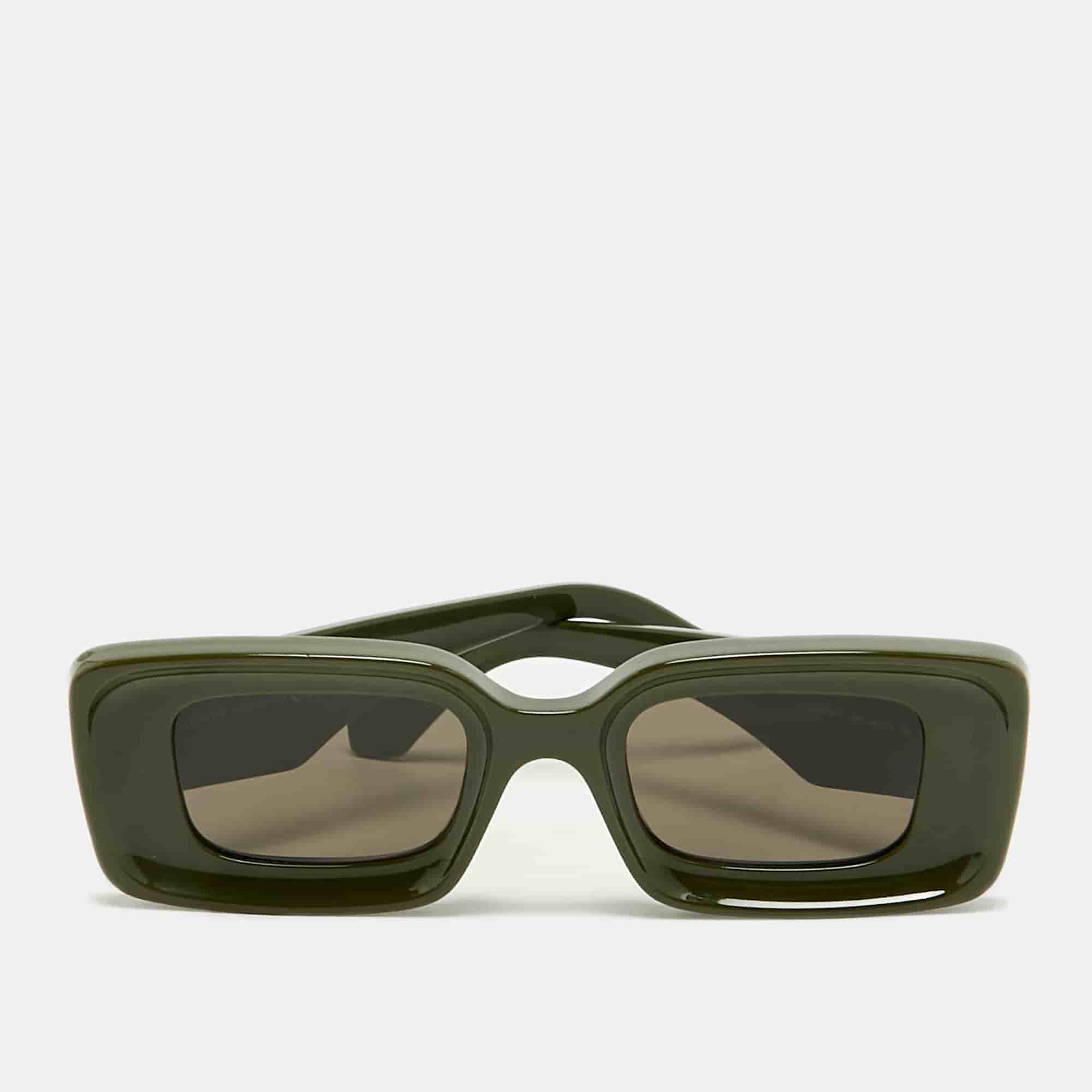 Loewe Green LW40101I Anagram Rectangle Sunglasses
