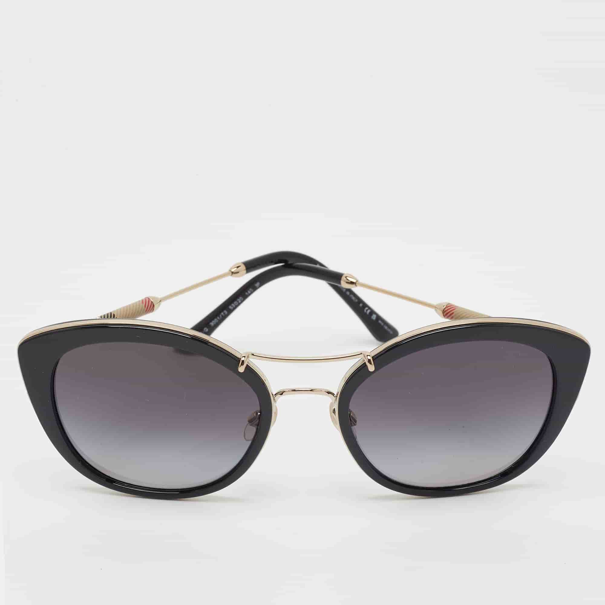 Burberry Black Gradient H 4251 Q Check Cat Eye Sunglasses