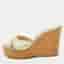 Jimmy Choo Prima Size 39.5 Gold Foil Leather Cork Wedge Sandals