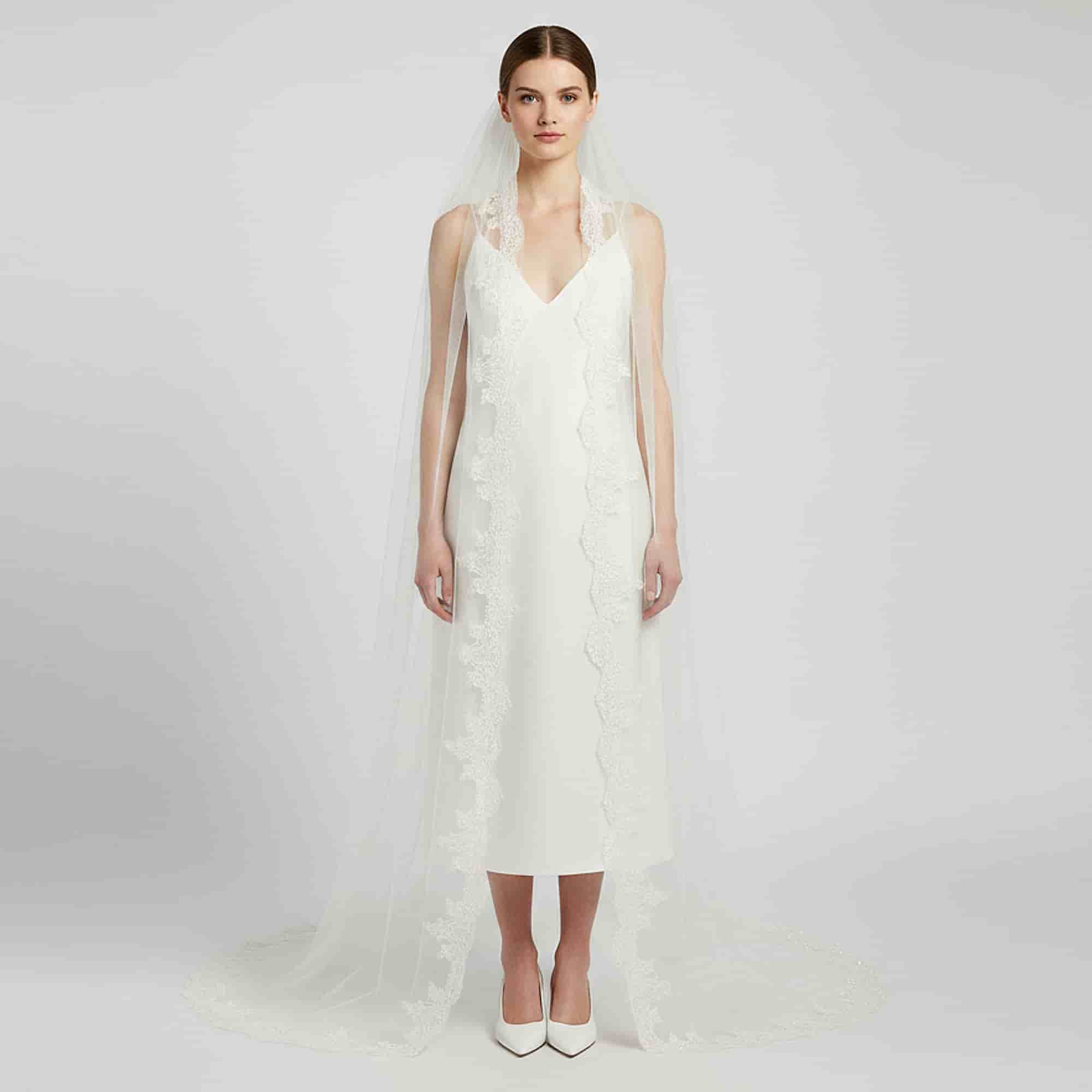 Les Accessories Off White Embellished Tulle Wedding Veil One Size