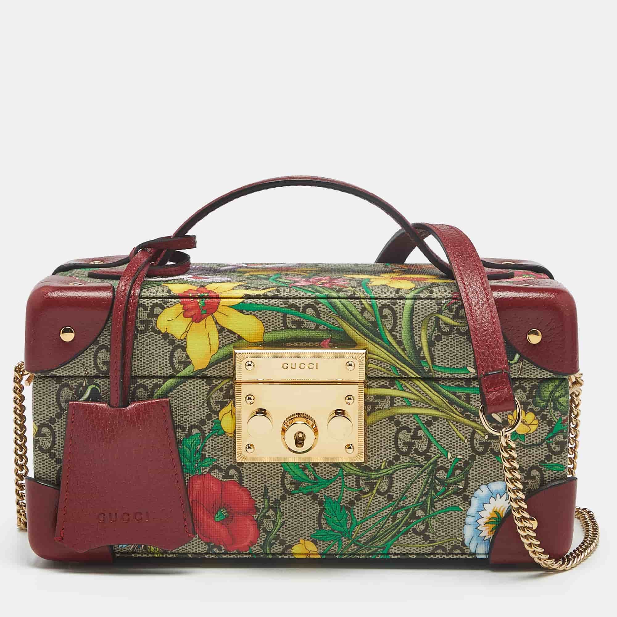 Gucci Ophidia Jewelry Box Flora GG Supreme Canvas and Leather