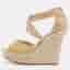 Jimmy Choo Size 35 Beige Patent Leather Wedge Sandals