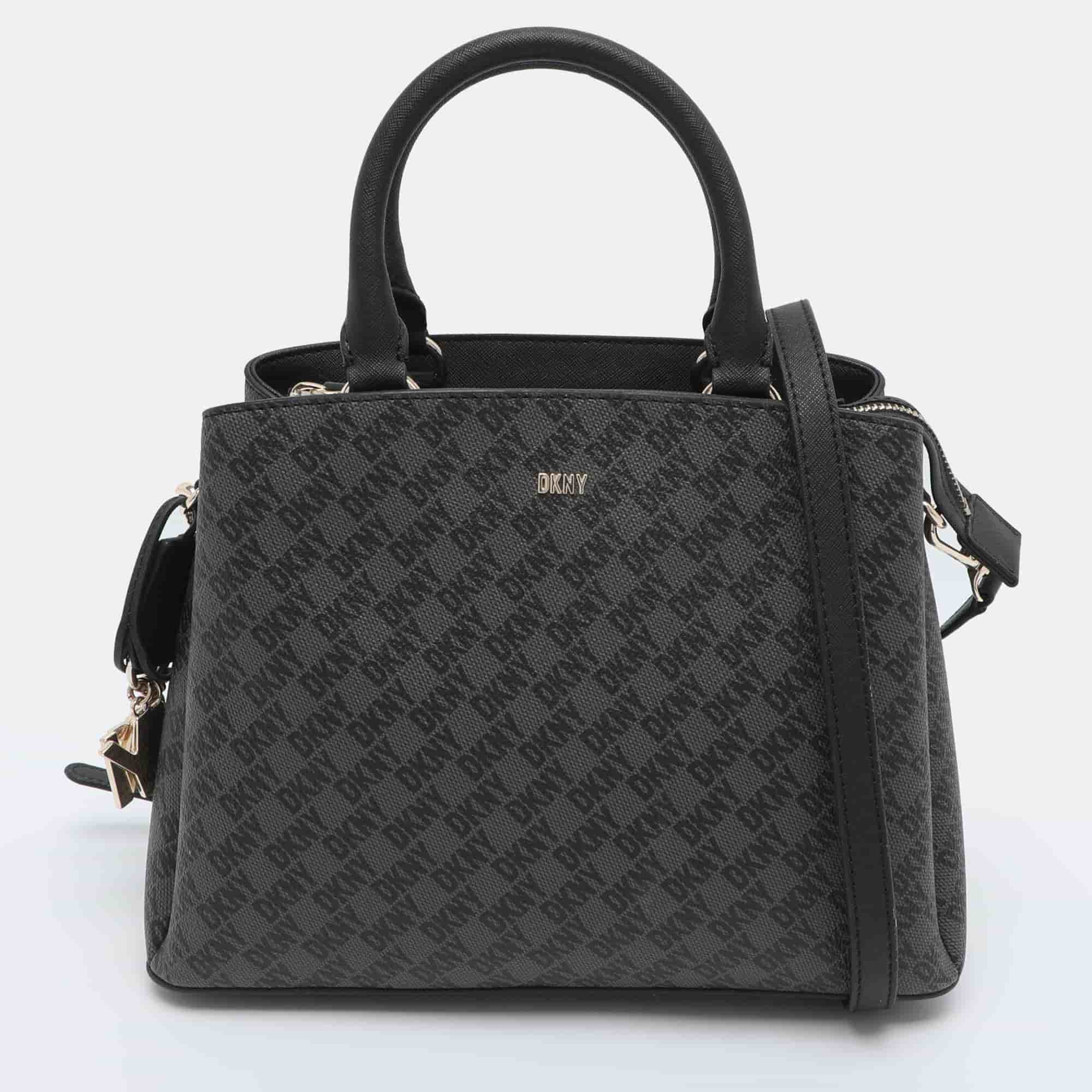 Dkny Dark Grey Signature PVC Top Handle Bag