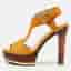Jimmy Choo Size 37 Yellow Suede T-Strap Platform Sandals