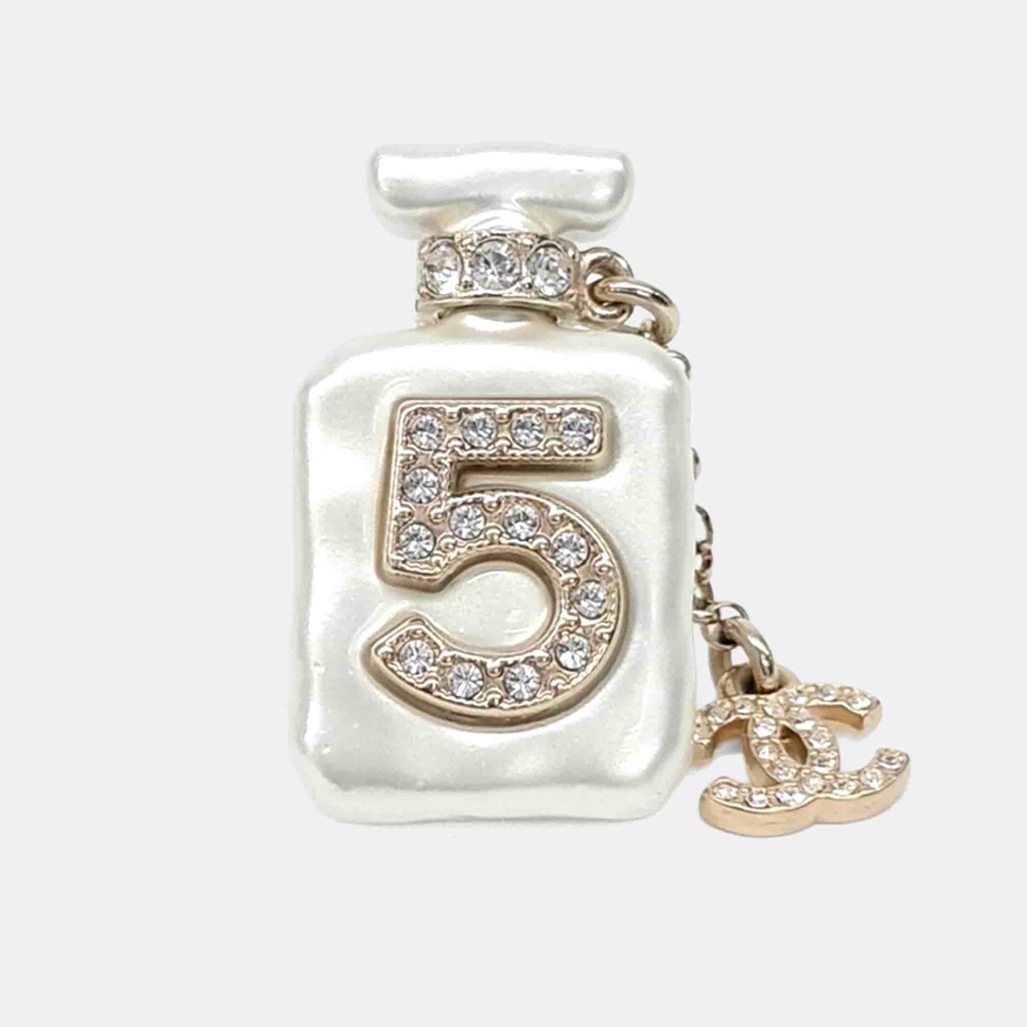 Chanel No5 Perfume Bottle Pearl Pin Brooch