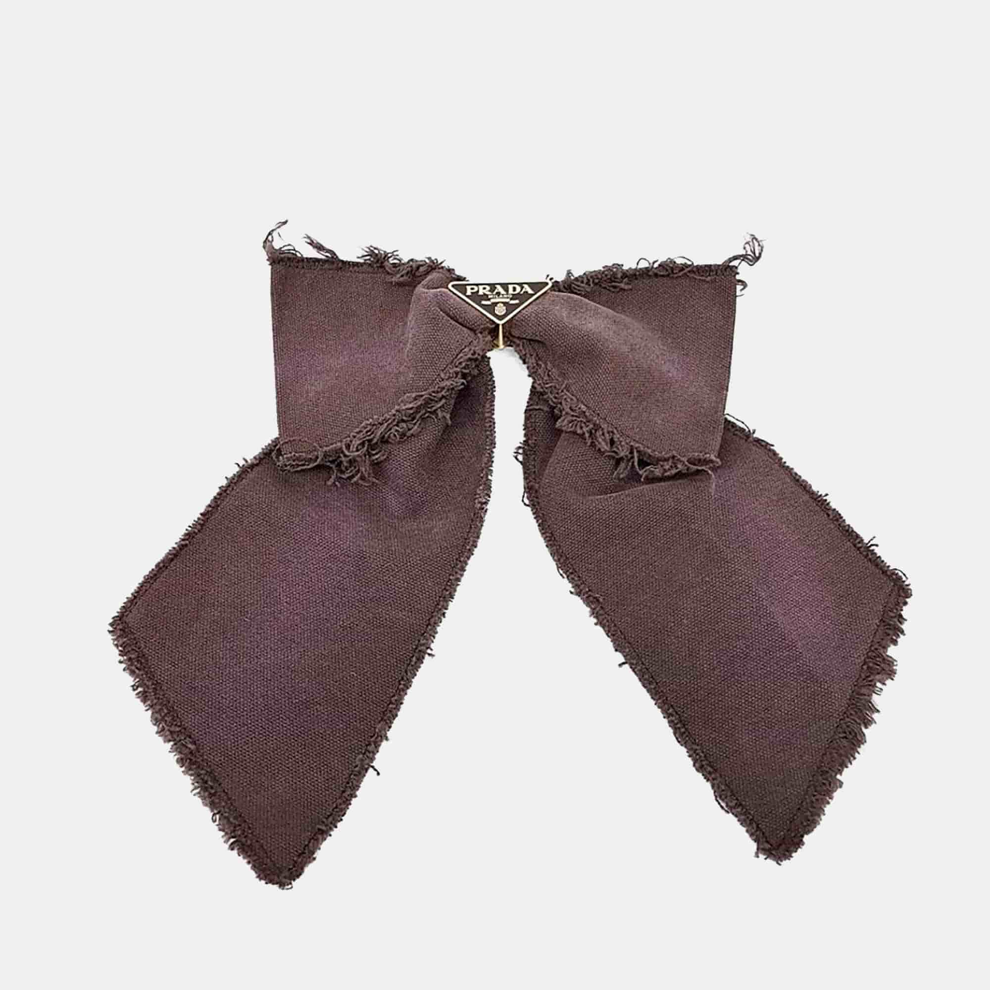 Prada Brown ribbon hair clip
