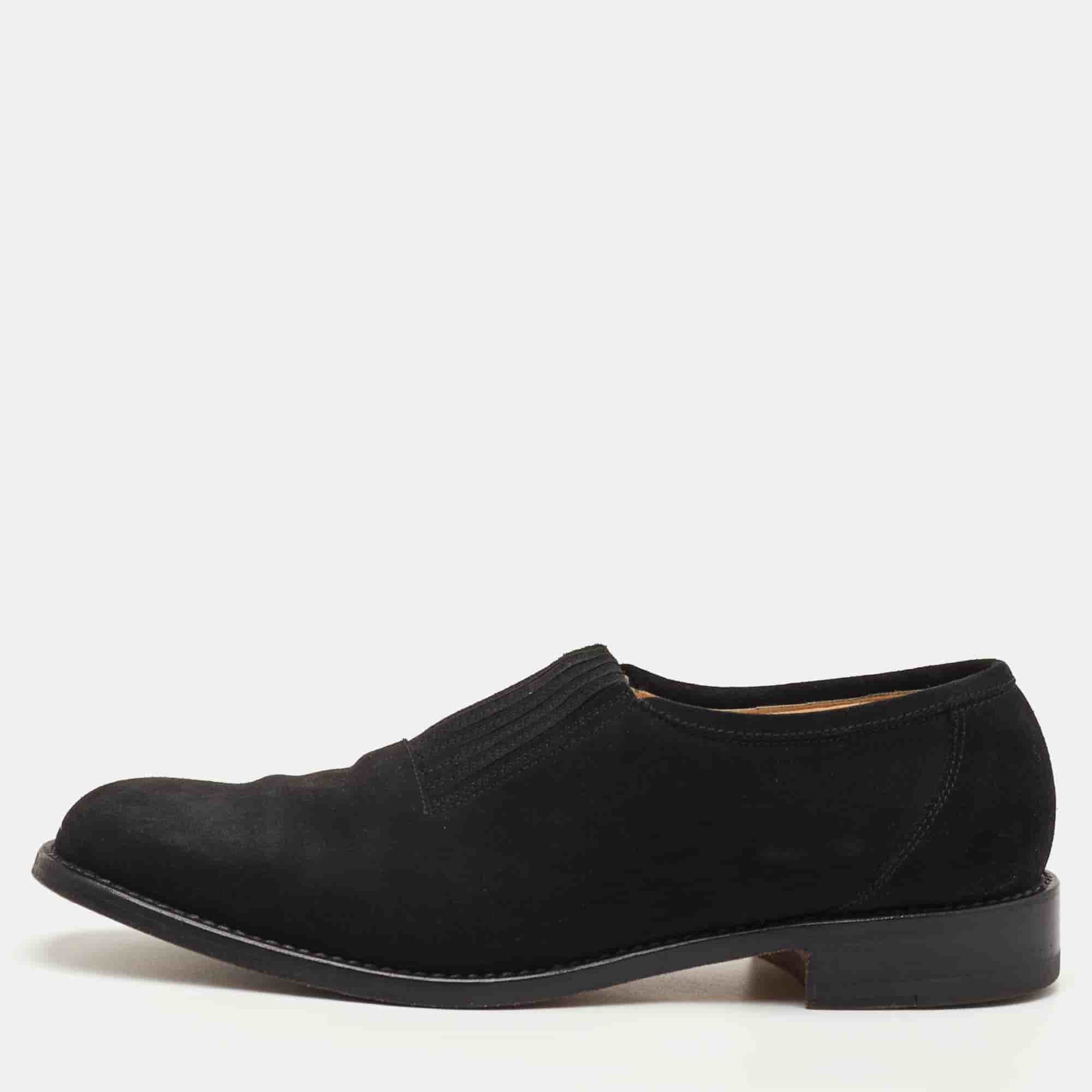 Manolo Blahnik Size 40.5 Black Suede Slip On Loafers