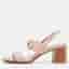 Salvatore Ferragamo Size 37.5 Beige Leather Slingback Sandals