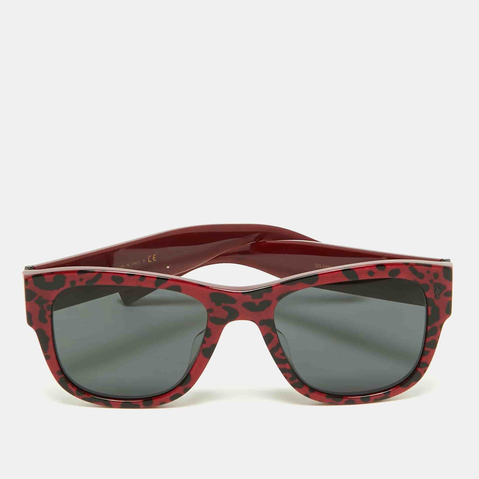 Dolce & Gabbana Red/Black Leopard Print DG 4338 F Wayfarer Sunglasses