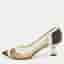 Fendi Colibri Size 38.5 Brown/White Zucca Mesh and Leather Pointed Toe Pumps