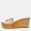 Tory Burch Ines Size 38 Light Pink Leather Platform Wedge Sandals