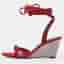 Giuseppe Zanotti Size 37 Red Suede Crystal Embellished Wedge Sandals