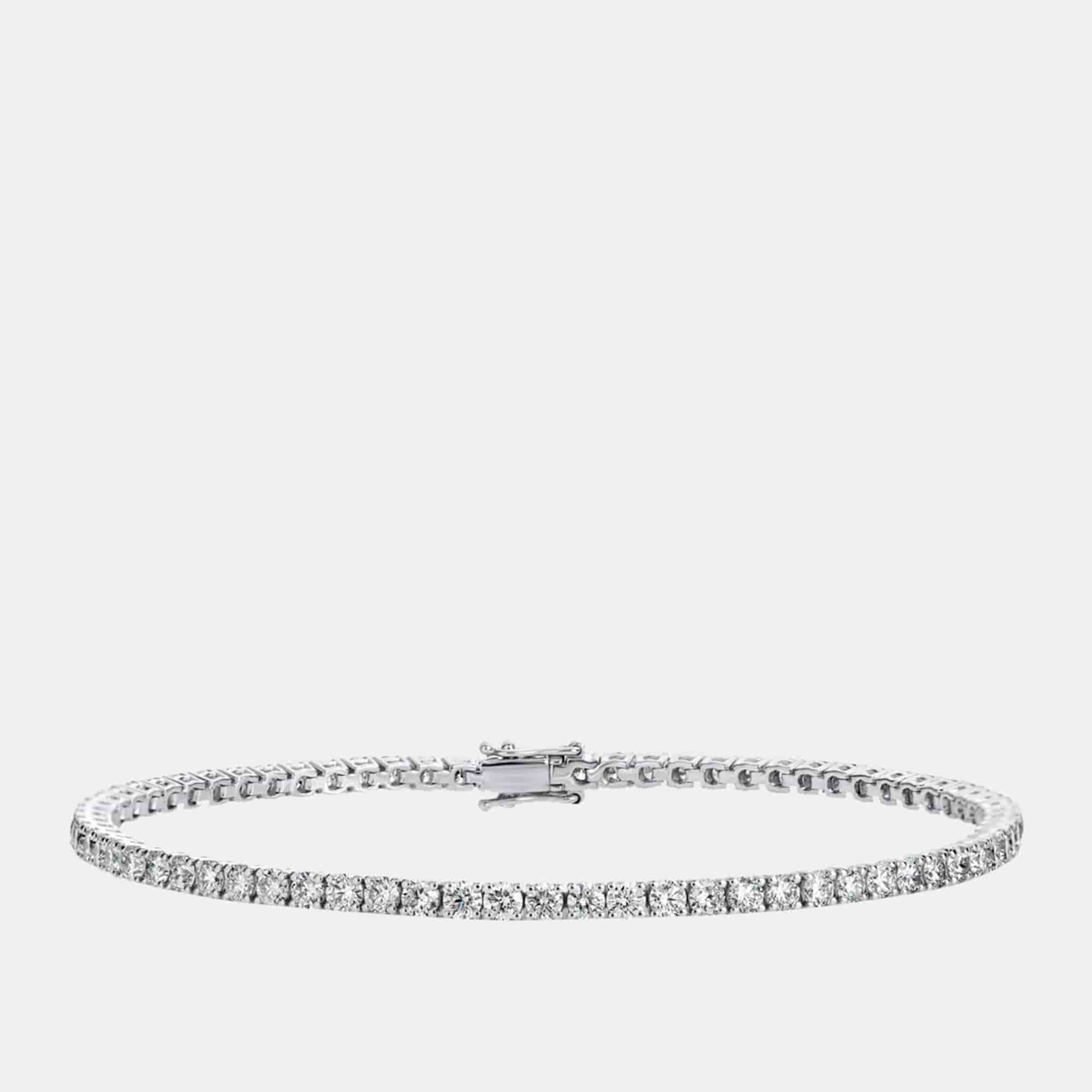 3.30 cts Round Brilliant Lab Grown Diamonds Sterling Silver 925 Tennis Bracelet 16 cm