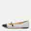 Jimmy Choo Elisa Size 39.5 Silver/Black Glitter and Patent Leather Ballet Flats