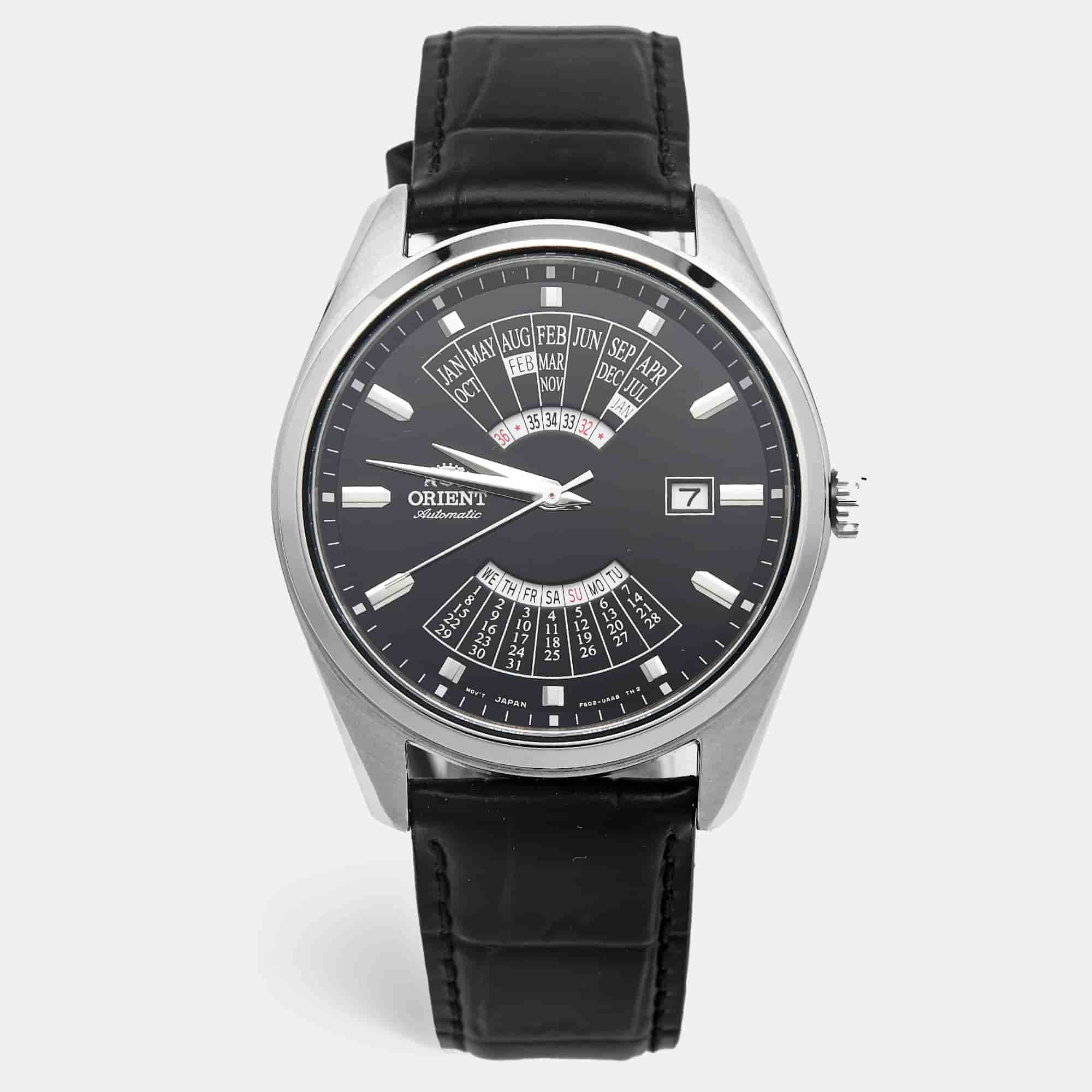 Orient Multi-Year Calendar RA-BA0006B10B Black Dial Stainless Steel Embossed Leather Men's Wristwatch 43.50 mm