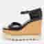 Stella McCartney Elyse Size 37 Black Faux Leather Platform Wedge Sandals