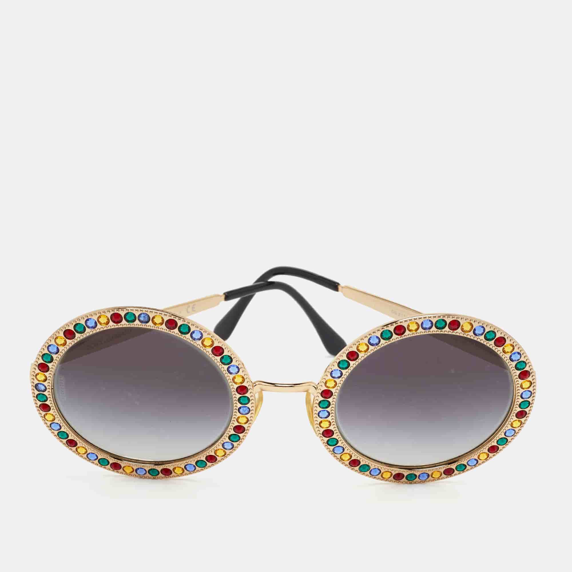 Dolce & Gabbana Black Gradient DG2170 B Mambo Crystal Round Sunglasses