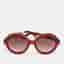 Salvatore Ferragamo Red Gradient SF857S Printed Frame Round Sunglasses