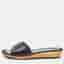 Tory Burch Patty Size 36.5 Black Leather Wedge Sandals