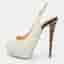Giuseppe Zanotti Size 39.5 White Python Embossed Leather Peep Toe Platform Slingback Sandals
