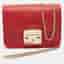 Furla Metropolis Mini Red Leather Chain Crossbody Bag