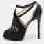 Christian Louboutin Carlota Size 37 Black Leather and Suede Ankle Strap Sandals