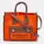 Burberry Freya Horseferry Mini Orange/Brown Canvas and Leather Tote