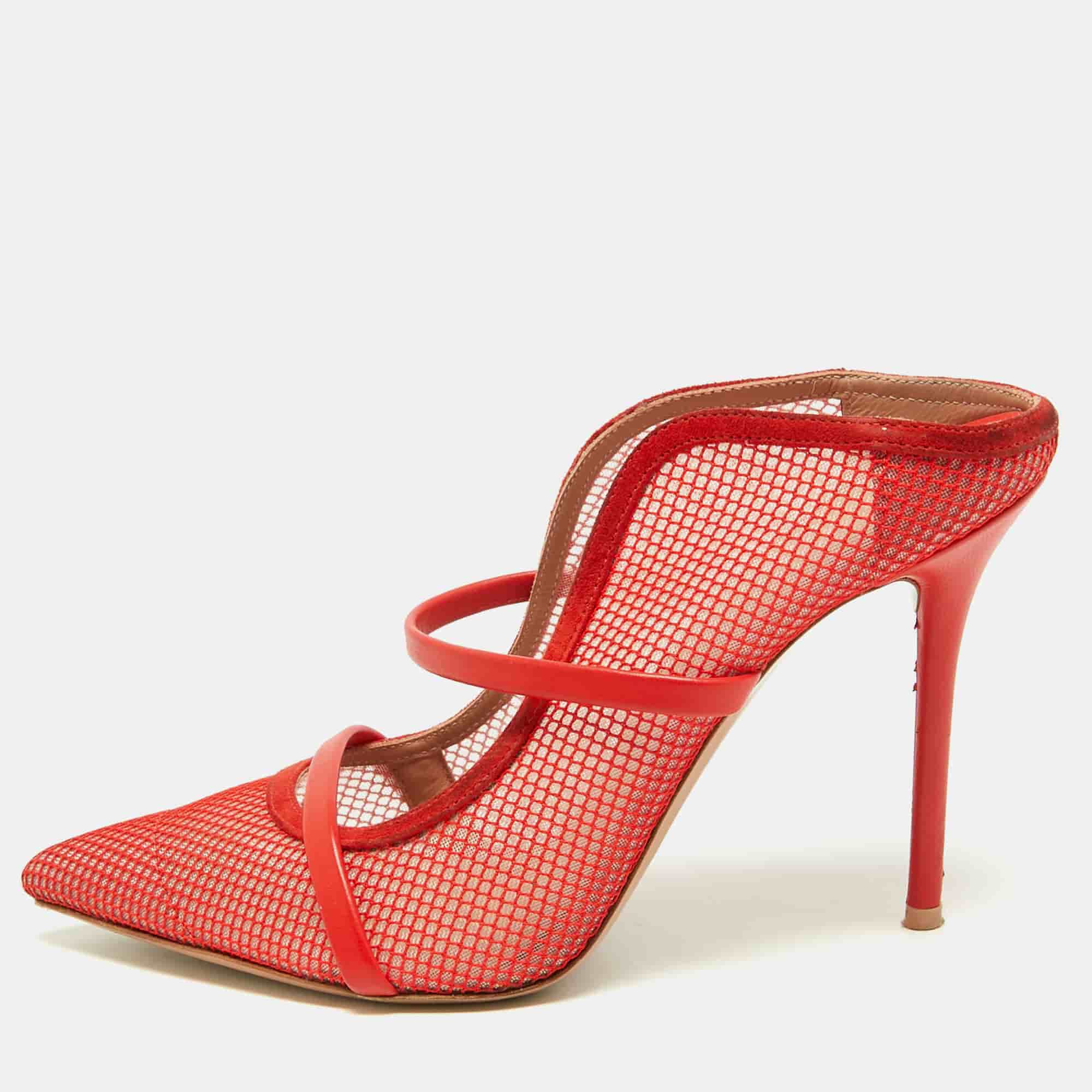 Malone Souliers Maureen Size 39 Red Leather and Suede Mules