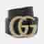 Gucci Black Leather Torchon Double G Belt 80CM