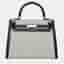 Hermes Kelly 25 Quadrille Black/White Calf Leather, Canvas Bag
