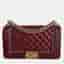 Chanel Red Aged Skin Leather Chain Around Link Le Boy Bag