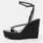 Christian Louboutin Size 39 Black Leather Wedge Espadrille Sandals