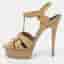 Saint Laurent Tribute Size 39 Beige Patent Leather Platform Sandals