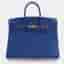 Hermes Birkin 25 Bleu France Togo Calfskin Leather Top Handle Bag