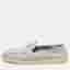 Prada Size 36.5 Light Grey Suede Logo Slip On Loafers