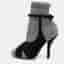 Fendi Size 38 Grey/Black Velvet and Wool Mid Calf Boots