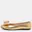Moschino Bow Size 37 Gold Metallic Leather Ballet Flats