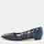 Manolo Blahnik Hangisi Size 38.5 Navy Blue Lace and Neoprene Ballet Flats