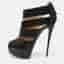 Giuseppe Zanotti Size 37.5 Black Patent Leather Platform Peep Toe Booties
