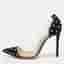 Gianvito Rossi Plexi Size 37 Transparent/Black PVC and Suede Pearl Embellished Pumps