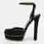 Gucci Huston Size 37 Black/Gold Suede and Leather Ankle Strap Pumps