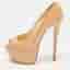 Christian Louboutin Jamie Size 38.5 Beige Patent Leather Platform Pumps