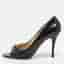 Fendi Size 41 Black Patent Leather Peep Toe Pumps