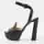 Prada Size 39.5 Black Snakeskin Leather Ankle Strap Sandals