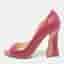 Prada Size 36 Magenta Leather Open Toe Block Heel Pumps