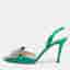 SJP Sarah Jessica Parker The LJ Recital Size 37.5 Green Satin Bow Crystal Embellished Slingback Pumps