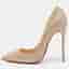 Christian Louboutin So Kate Size 37 Gold Glitter Pointed Toe Pumps
