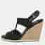 Prada Size 38 Black Fabric Slingback Wedge Sandals