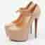 Christian Louboutin Lady Daf Size 37 Beige Leather Mary Jane Platform Pumps